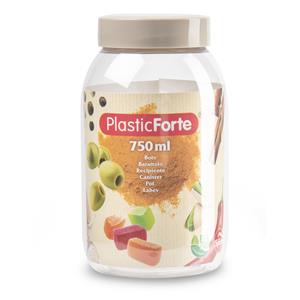 PlasticForte Voorraadpot/bewaarpot - 750 ml - kunststof - beige - B9 x H15 cm -