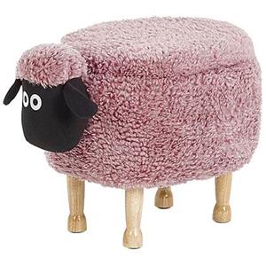 beliani Bezaubernder Hocker für Kinder in Schaf-Form rosa Felloptik mit Stauraum Sheep - Rosa