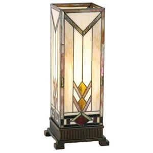 Clayre & Eef Tiffany Tafellamp 18x18x45 cm Beige Geel Glas Rechthoek