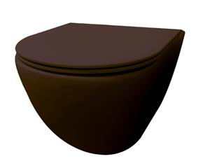Best Design Morrano hangend toilet randloos donkerbruin mat