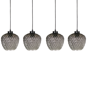 beliani Hängelampe Grau Glasschirme Räuchereisen 4 Licht Modernes Design Wohnaccessoires Wohnzimmer