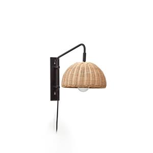 Kave Home Wandlamp Damila Rotan - Zwart