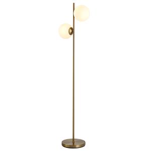HOMdotCOM Vloerlamp met 2-delige glazen lampenkap, golden+white