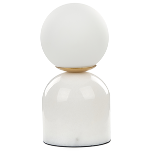 Beliani - Tischlampe aus Marmor und Glas weiß 21 cm Kugelform Modernes Design Kiwi - Weiß