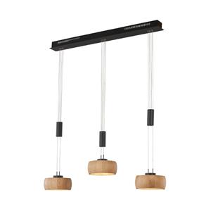 Fischer & Honsel 3-lichts hanglamp Shine-Wood zwart 61093