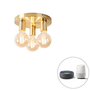 Qazqa - Smarte Deckenleuchte Gold rund inkl. 3 WiFi G95 - Facil - Gold