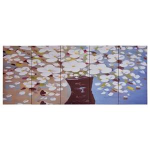 VidaXL Wandprintset bloemen in vaas 200x80 cm canvas meerkleurig