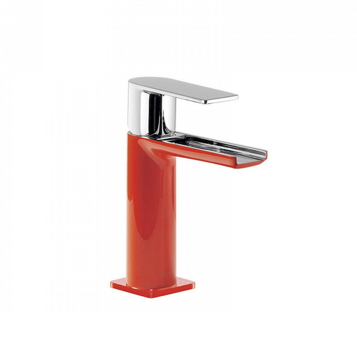 Wastafelmengkraan Tres Loft Colors 1-hendel Waterval Uitloop 10.4 cm Rond Rood Chroom