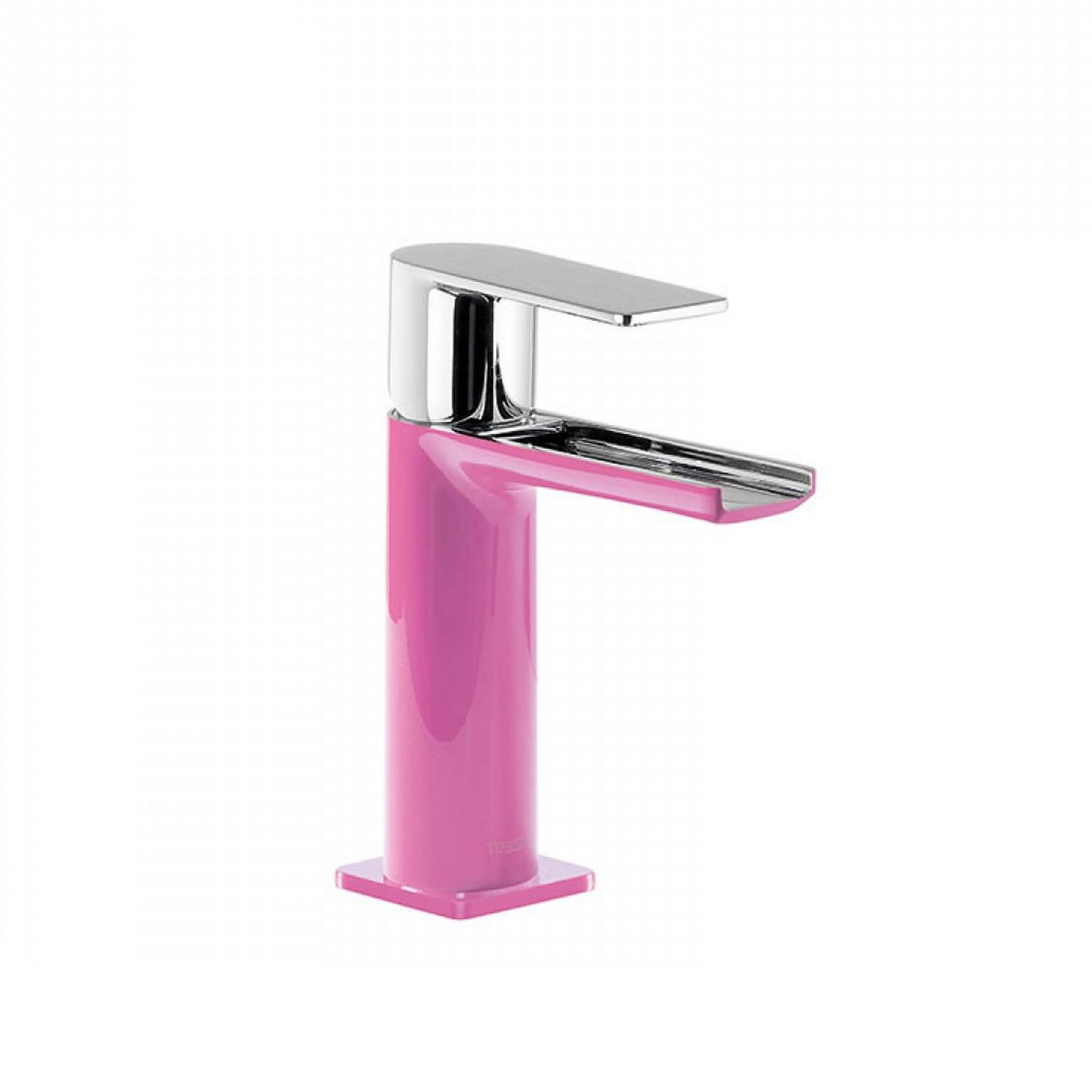 Wastafelmengkraan Tres Loft Colors 1-hendel Waterval Uitloop 10.4 cm Rond Fuchsia Chroom