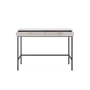 Vellore - Schminktisch Schreibtisch mit Schubladen, Grau mit geriffelten Fronten und schwarzen Metallbeinen, 104 cm breit - Grau, Schwarz - Selsey