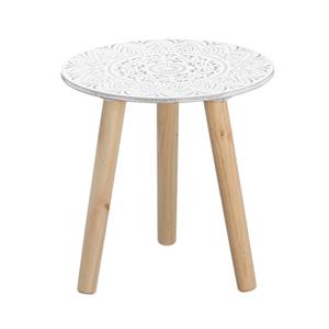 Plantenstandaard rond hout wit/naturel 30 x 30 cm -