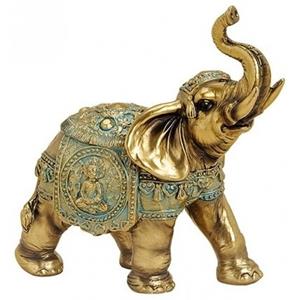 Merkloos Woondecoratie olifanten beeldje goud 16 cm -