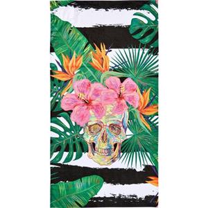 done. Strandtuch "Summer Skull", (1 St.), gestreift & Motiv, mit Reisverschluss-Tasche für Wertgegenstände