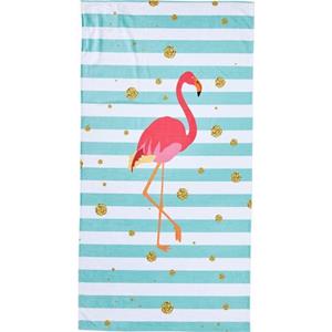 done. Strandlaken Flamingo gestreept & motief, met ritszak voor waardevolle spullen (1 stuk)