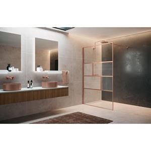 Novellini H art Inloopdouche - 140x200cm - Ribbelglas linea 1 - Shiny red gold (koper) harthc140-92m