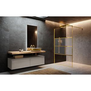 Novellini H art Inloopdouche - 140x200cm - Ribbelglas linea 1 - Shiny gold (goud) harthc140-92o