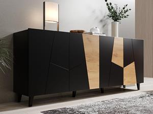 Mobistoxx Dressoir ICARDI 4 deuren zwart/artisan eik