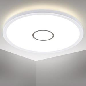 B.K.Licht Led-plafondlamp BK_DP1239 LED Deckenlampe, mit Backlight, Neutralweißes Licht, Ø29,3cm (1 stuk)