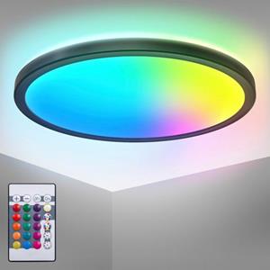 B.K.Licht Led-plafondlamp BK_PL1553 RGBW Deckenlampe, LED Panel, mit Farbwechsel, Dimmbar (1 stuk)