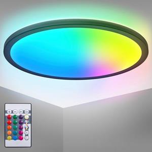 B.K.Licht Led-plafondlamp BK_PL1554 RGBW Deckenlampe, LED Panel, mit Farbwechsel, Dimmbar (1 stuk)