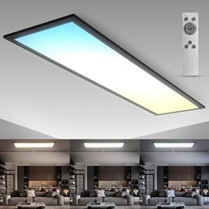 B.K.Licht Led-plafondlamp BK_DP1498 Panel Deckenlampe, 1 Meter, Dimmbar, 24W, Schwarz (1 stuk)
