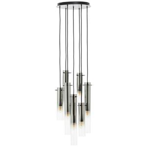 Lampe Glasini Pendelleuchte 7flg schwarz matt/rauchglas Glas/Metall schwarz 7x C35, E14, 25 w - schwarz - Brilliant