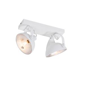 QAZQA Industriële plafondlamp wit met zilver 2-lichts verstelbaar - Magnax