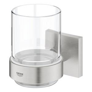 QuickFix - Start Cube - Kristallglas mit Halterung - Fintion Supersteel 41097DC0 (zum Aufschrauben oder Aufkleben) - Grohe