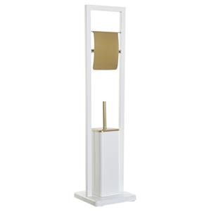 Items Toiletborstel met toiletrolhouder wit/goud metaal 80 cm -