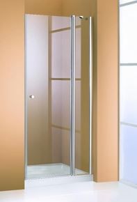 Huppe 501 Design Draaideur 90x190 Met Vaste Segmenten Matzilver-helder Glas