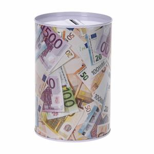 Merkloos Spaarpot euro biljetten stapel 10 x 15 cm -