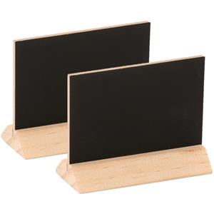Merkloos 8x stuks houten mini krijtbordjes/schrijfbordjes op voet 6 cm -