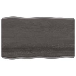 Tafelblad natuurlijke rand 100x60x6 cm eikenhout donkerbruin
