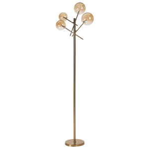 beliani Stehlampe Metall und Glas gold rund mit 4 Schirmen Kugelform 157cm modern Tamesi - Gold