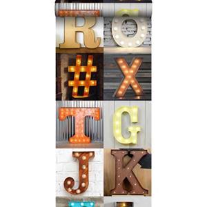 Esta Home ESTAhome XXL behang houten marquee letters oranje, beige, grijs, rood