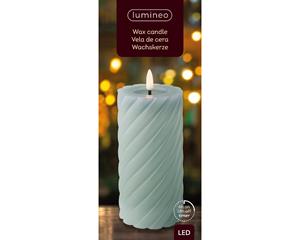 Lumineo LED kaars d7.5h17.5 cm blauw/wwt I kerst - 