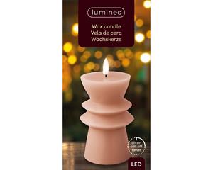 Lumineo LED kaars d8h14.6 cm licht roze/wwt kerst - 
