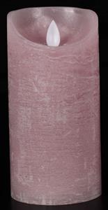 Anna's Collection Batterijverlichting kaars wax rustiek bewegende vlam 7,5x15cm roze 3xaaa/timer - 