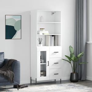 vidaXL Kleiderschrank Highboard Weiß 69,5x34x180 cm Holzwerkstoff Glas Vitrine