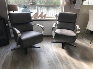 ShopX Leren relaxfauteuil matrix, grijs leer, grijze stoel