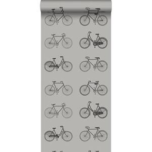 Esta Home ESTAhome behang fietsen licht warm grijs - 128502 - 53 cm x 10,05 m