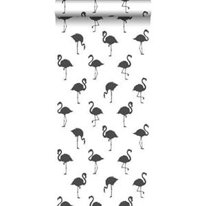 Esta Home ESTAhome behang flamingo's zwart en wit - 138993 - 0,53 x 10,05 m