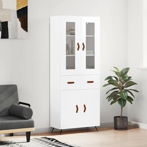 vidaXL Kleiderschrank Highboard Hochglanz-Weiß 69,5x34x180 cm Holzwerkstoff Glas Vitrine