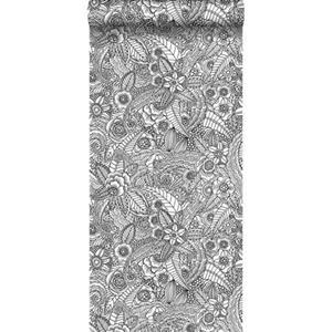 Esta Home ESTAhome behang bloemtekeningen zwart en wit - 148616 - 53 cm x 10,05