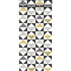 Esta Home ESTAhome behang grafische driehoeken wit, zwart, grijs en okergeel - 1