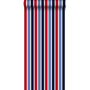 Esta Home ESTAhome behang verticale strepen donkerblauw, rood en wit - 138705 -