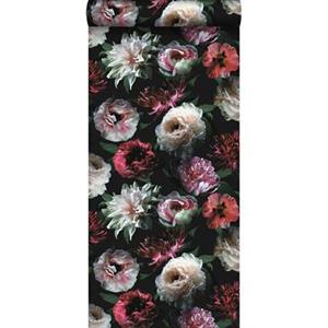Esta Home ESTAhome behang bloemen roze, zwart en donkergroen - 139168 - 0,53 x 1