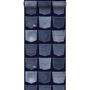 Esta Home ESTAhome behang spijkerbroeken zakken blauw - 137741 - 53 cm x 10,05 m
