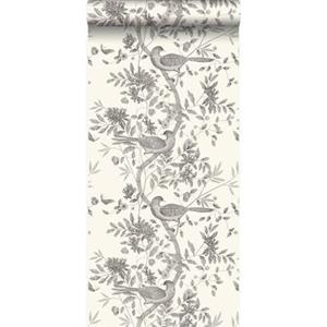 Origin - luxury wallcoverings Origin Wallcoverings behang vogel gravure ivoor wit en grijs - 347456