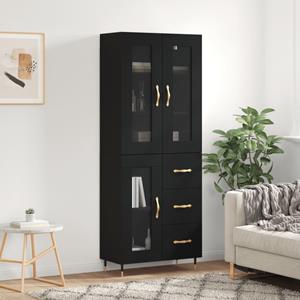 vidaXL Kleiderschrank Regal Highboard Schrank Hochschrank Schwarz 69,5x34x180 cm Holzwerksto